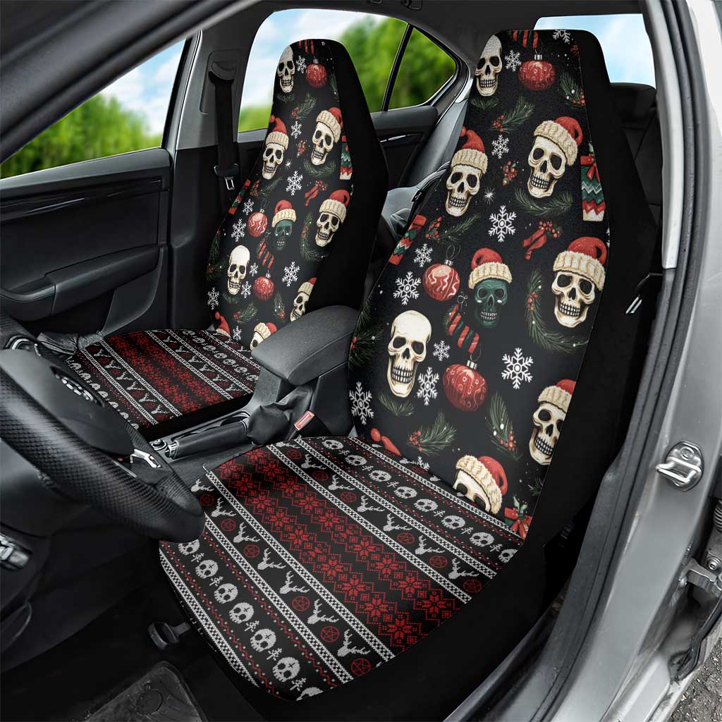 Skull Face Christmas Car Seat Cover Xmas Holiday Patterns - Wonder Print Shop