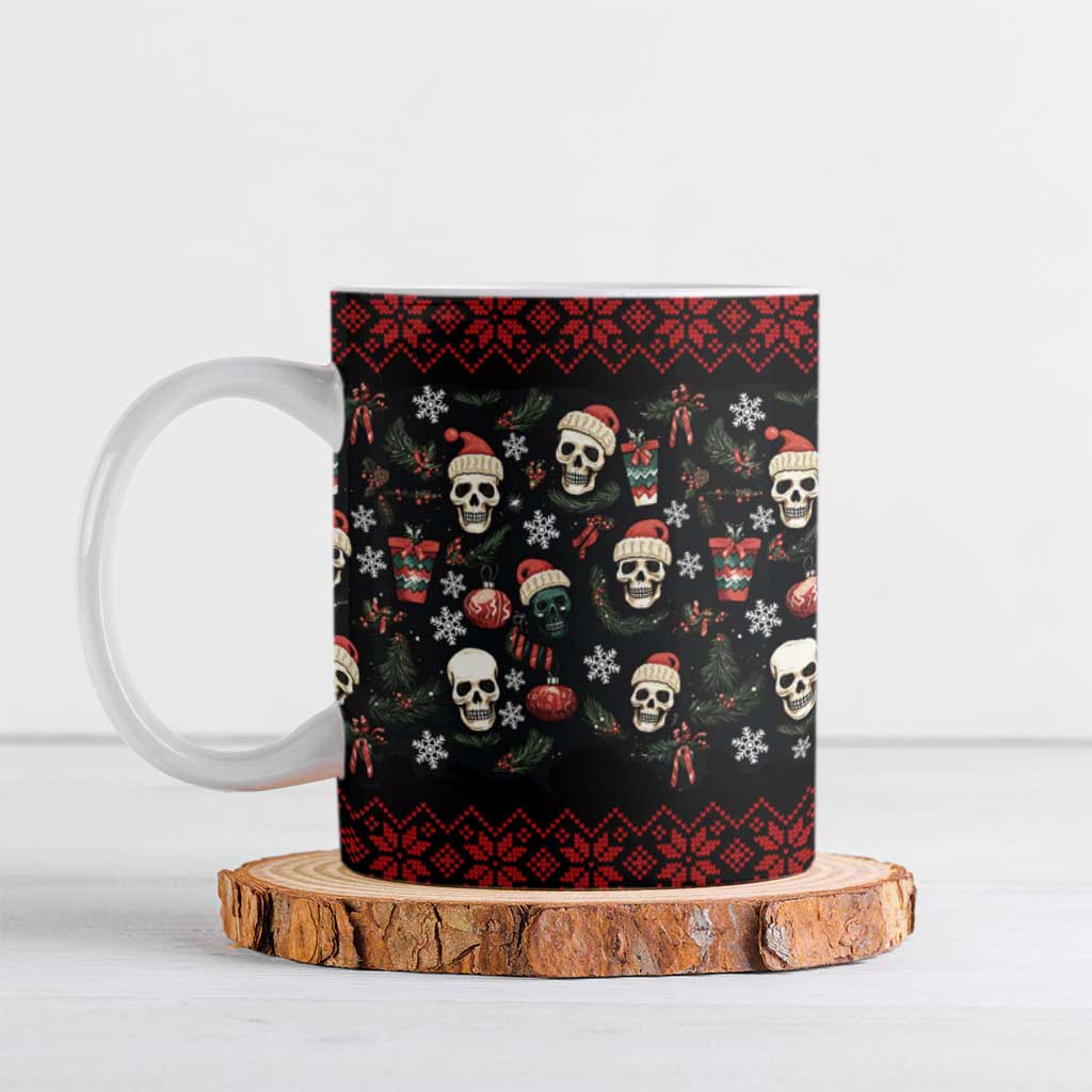 Skull Face Christmas Ceramic Mug Xmas Holiday Patterns - Wonder Print Shop