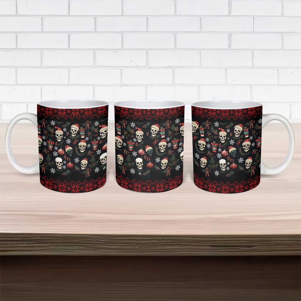 Skull Face Christmas Ceramic Mug Xmas Holiday Patterns - Wonder Print Shop
