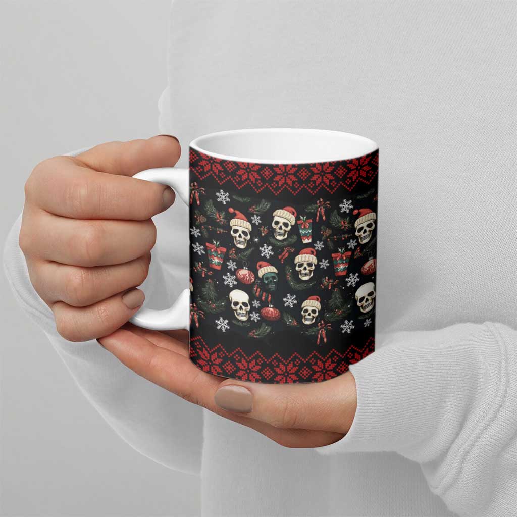 Skull Face Christmas Ceramic Mug Xmas Holiday Patterns - Wonder Print Shop