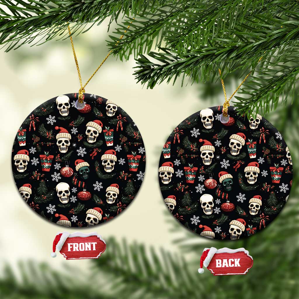 Skull Face Christmas Ceramic Ornament Xmas Holiday Patterns - Wonder Print Shop