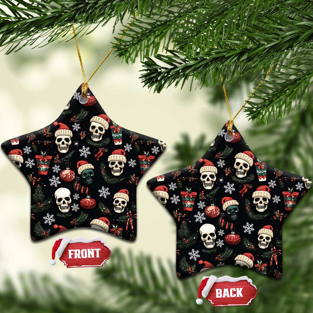 Skull Face Christmas Ceramic Ornament Xmas Holiday Patterns - Wonder Print Shop