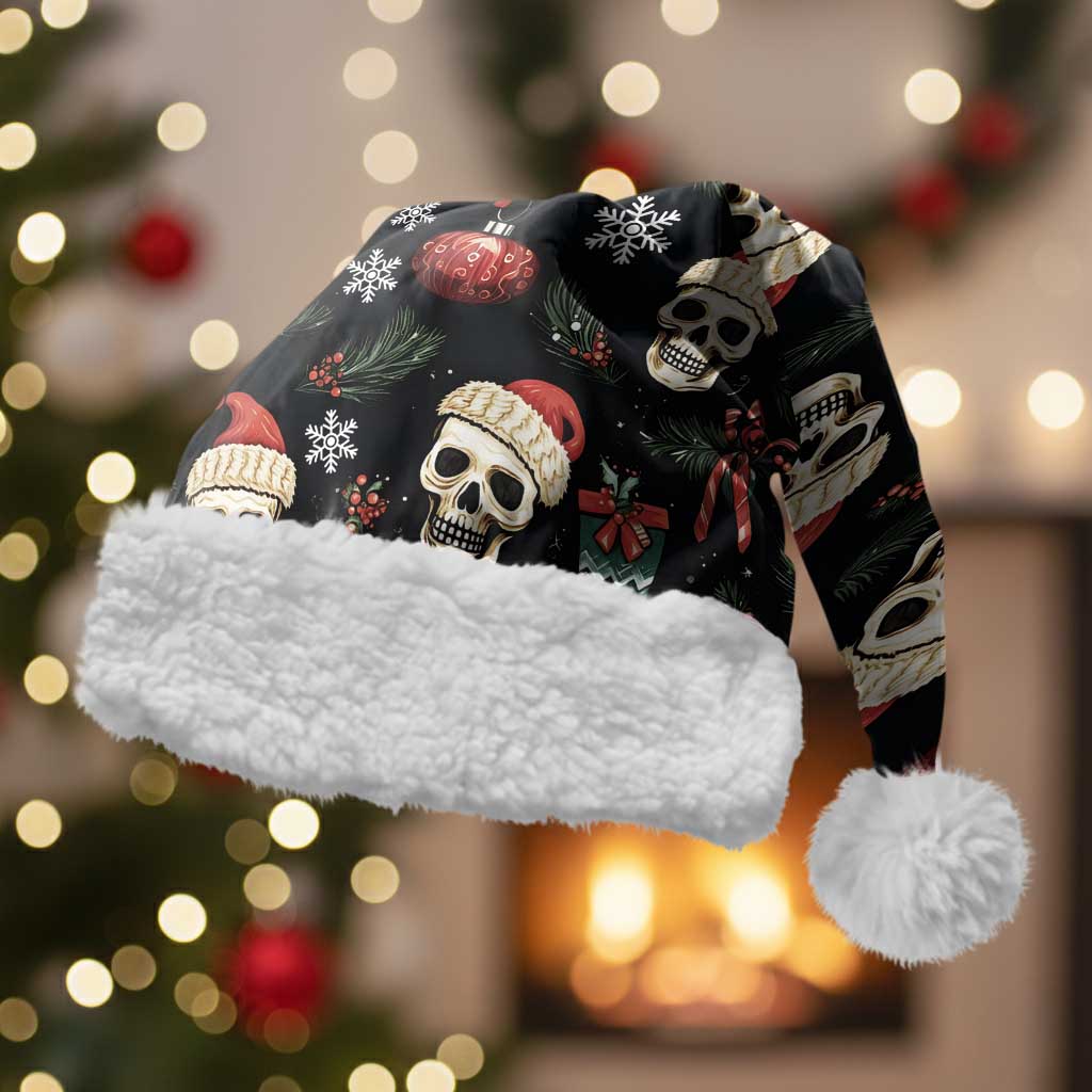 Skull Face Christmas Santa Hat Xmas Holiday Patterns - Wonder Print Shop