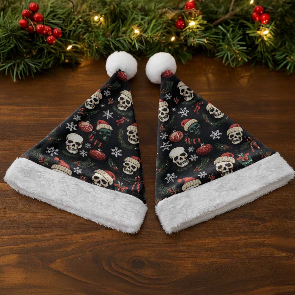 Skull Face Christmas Santa Hat Xmas Holiday Patterns - Wonder Print Shop