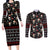 Skull Face Christmas Couples Matching Long Sleeve Bodycon Dress and Long Sleeve Button Shirt Xmas Holiday Patterns - Wonder Print Shop