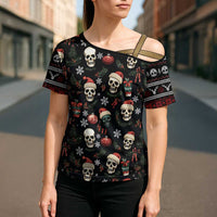 Skull Face Christmas Cross Shoulder Shirt Xmas Holiday Patterns - Wonder Print Shop