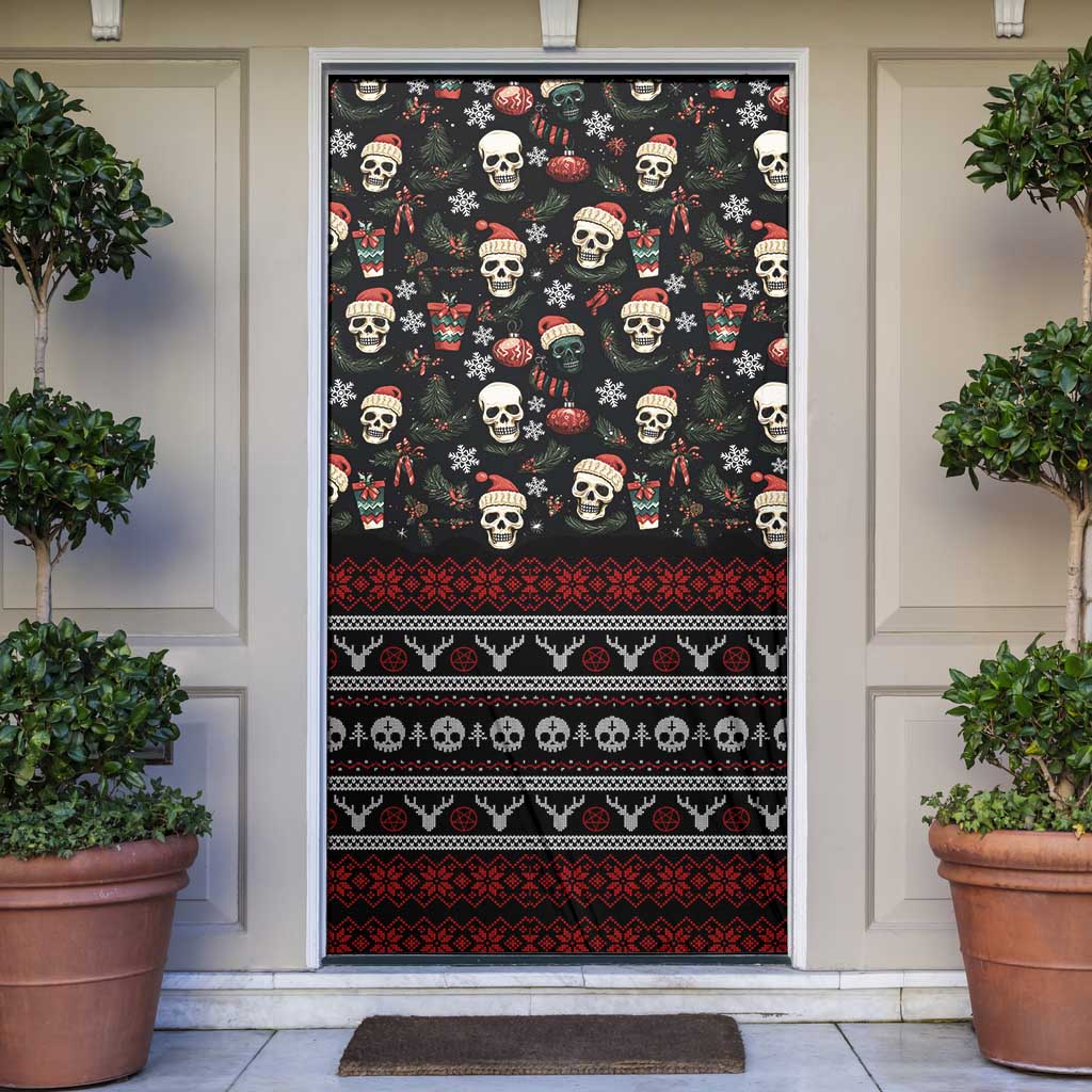 Skull Face Christmas Door Cover Xmas Holiday Patterns - Wonder Print Shop