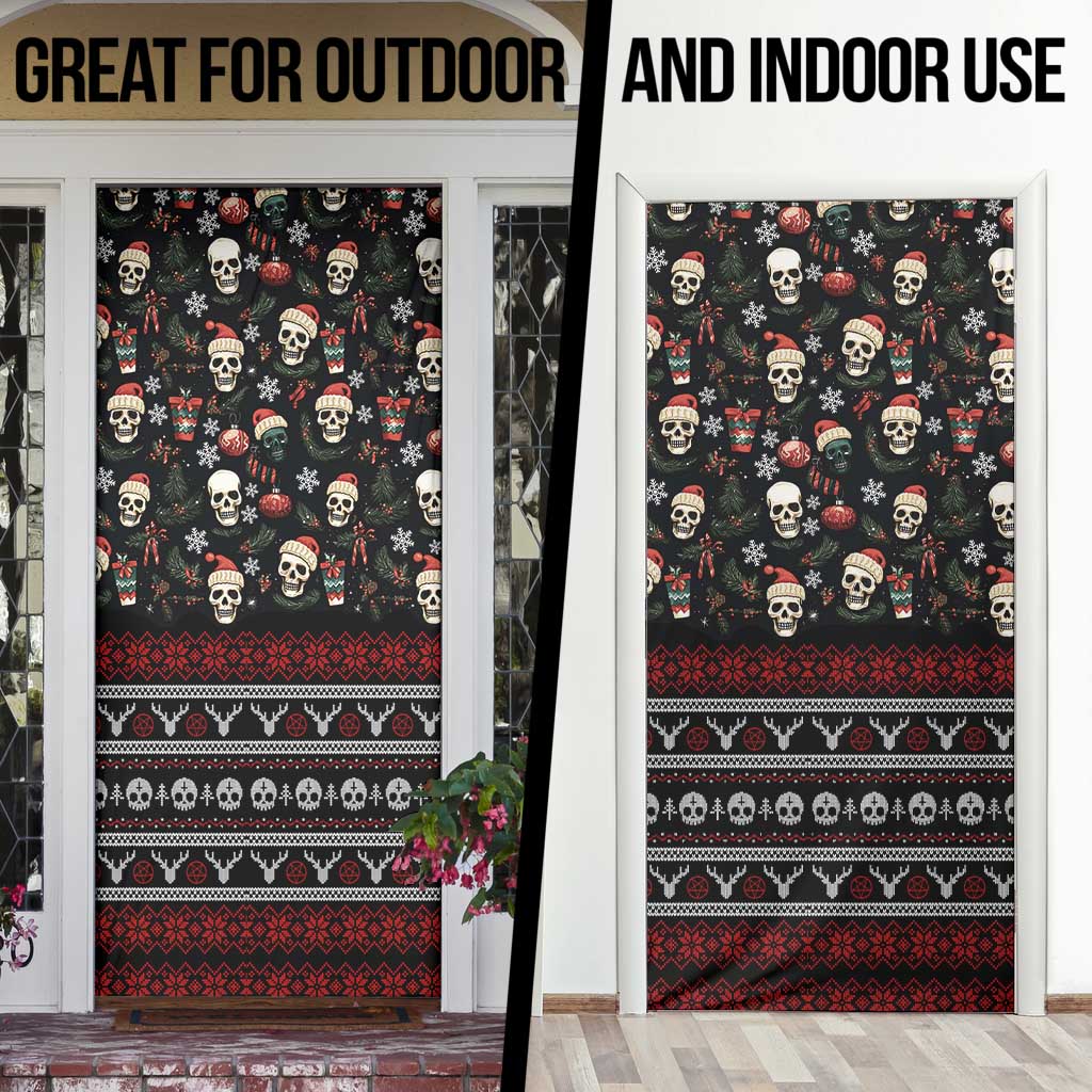 Skull Face Christmas Door Cover Xmas Holiday Patterns - Wonder Print Shop