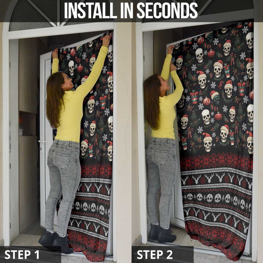 Skull Face Christmas Door Cover Xmas Holiday Patterns - Wonder Print Shop