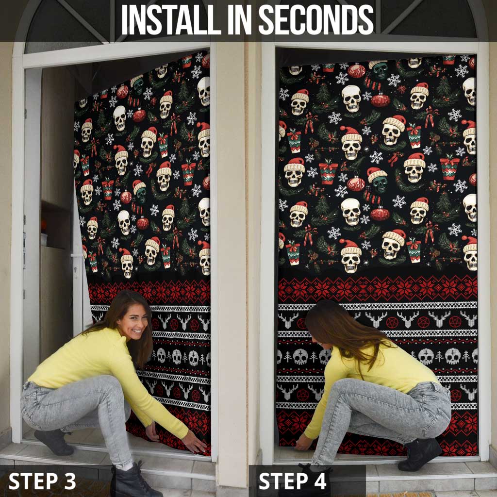 Skull Face Christmas Door Cover Xmas Holiday Patterns - Wonder Print Shop