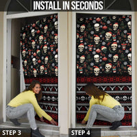Skull Face Christmas Door Cover Xmas Holiday Patterns - Wonder Print Shop