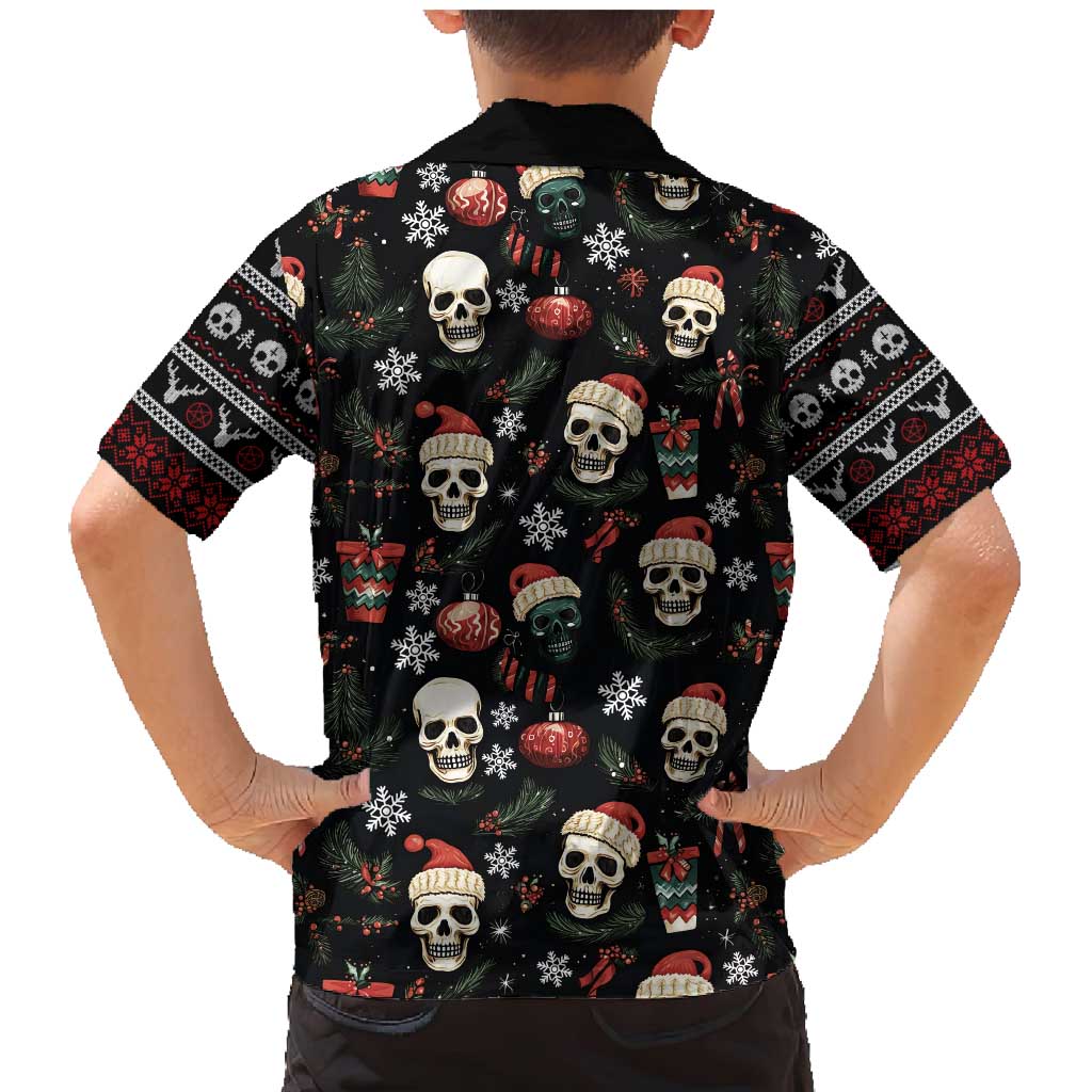 Skull Face Christmas Family Matching Mermaid Dress and Hawaiian Shirt Xmas Holiday Patterns - Wonder Print Shop