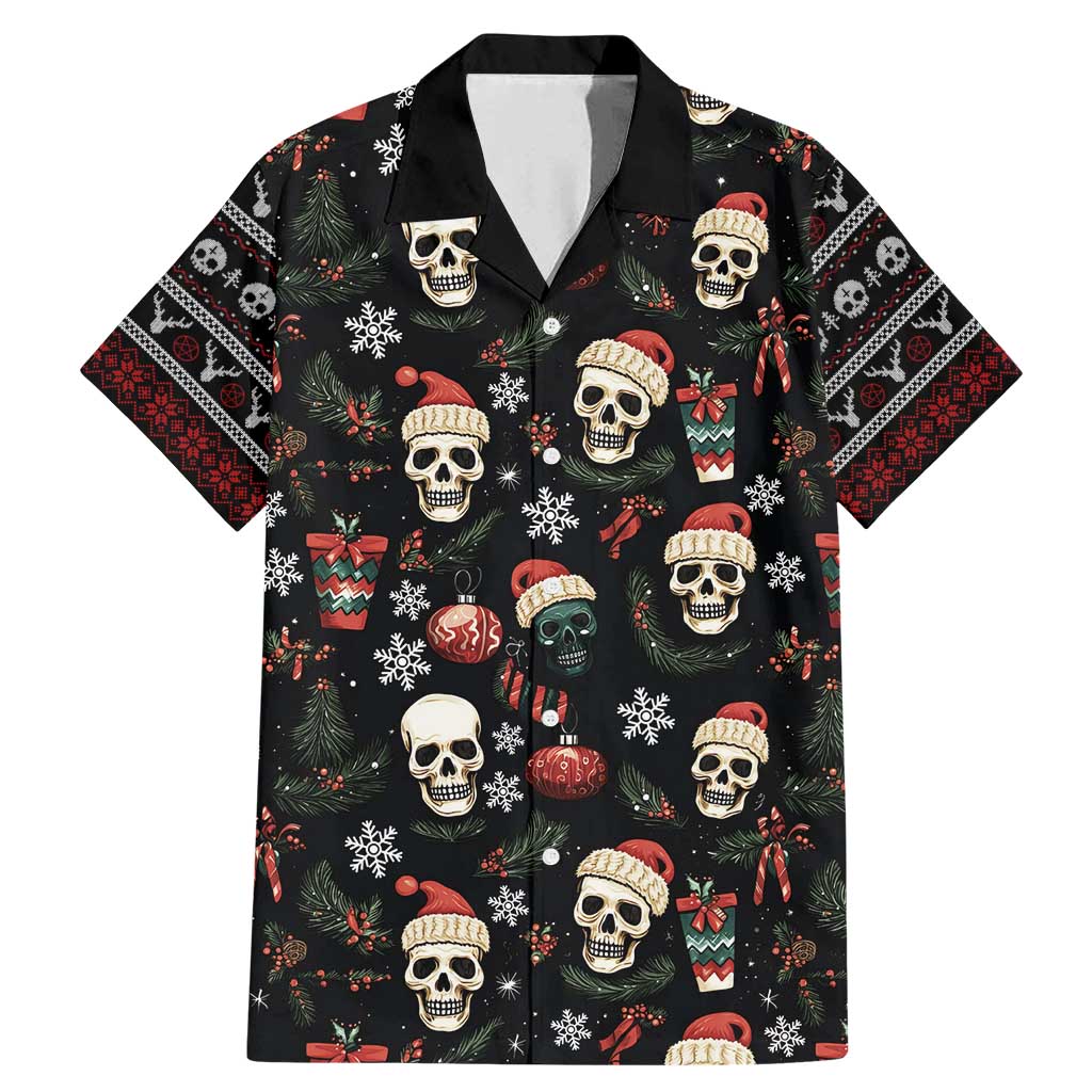 Skull Face Christmas Family Matching Mermaid Dress and Hawaiian Shirt Xmas Holiday Patterns - Wonder Print Shop