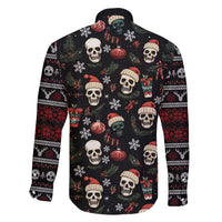 Skull Face Christmas Family Matching Off The Shoulder Long Sleeve Dress and Hawaiian Shirt Xmas Holiday Patterns - Wonder Print Shop