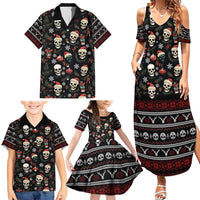 Skull Face Christmas Family Matching Summer Maxi Dress and Hawaiian Shirt Xmas Holiday Patterns - Wonder Print Shop