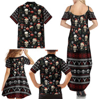 Skull Face Christmas Family Matching Summer Maxi Dress and Hawaiian Shirt Xmas Holiday Patterns - Wonder Print Shop