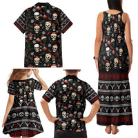 Skull Face Christmas Family Matching Tank Maxi Dress and Hawaiian Shirt Xmas Holiday Patterns - Wonder Print Shop