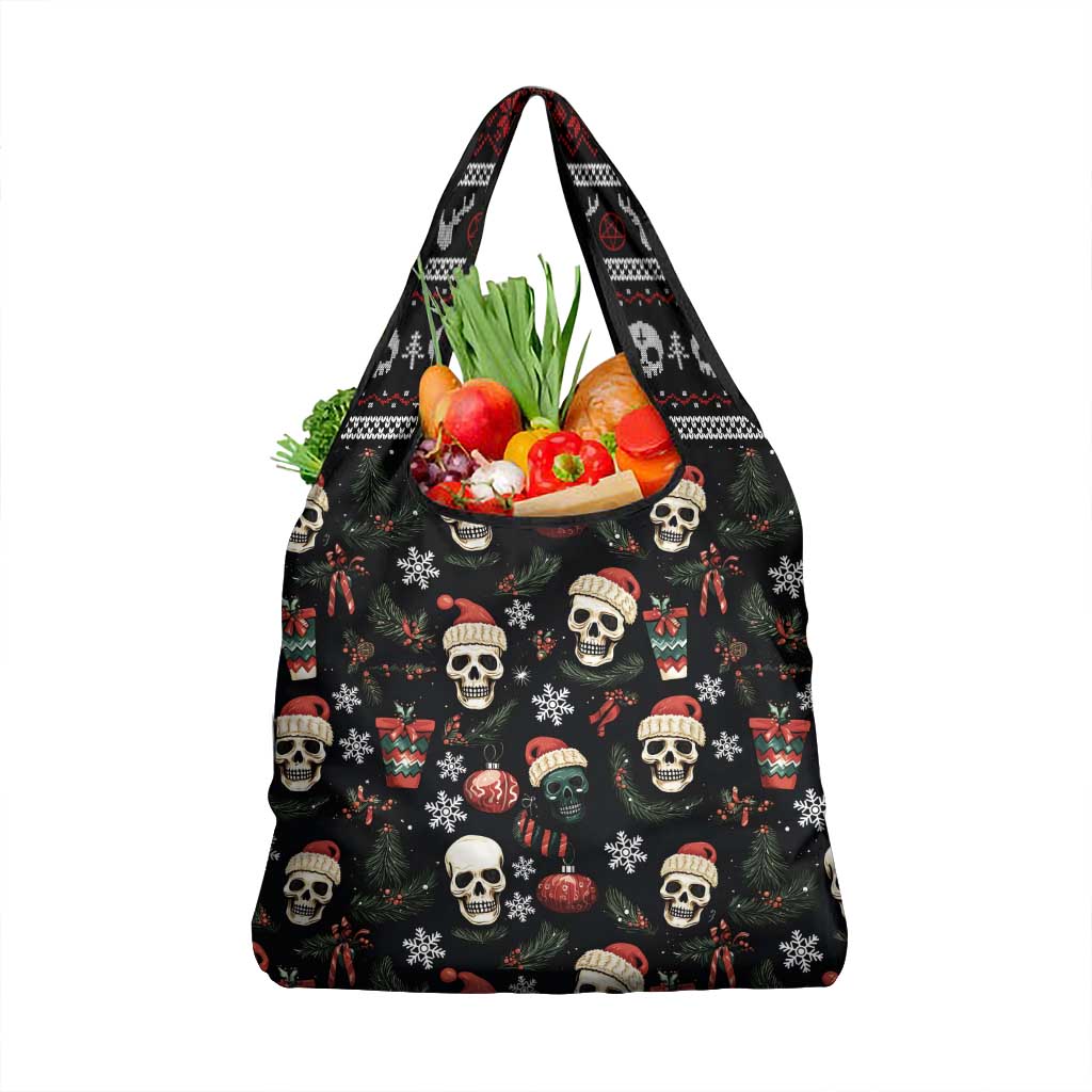 Skull Face Christmas Grocery Bag Xmas Holiday Patterns - Wonder Print Shop