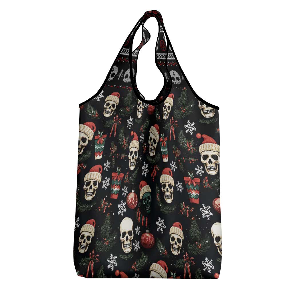 Skull Face Christmas Grocery Bag Xmas Holiday Patterns - Wonder Print Shop