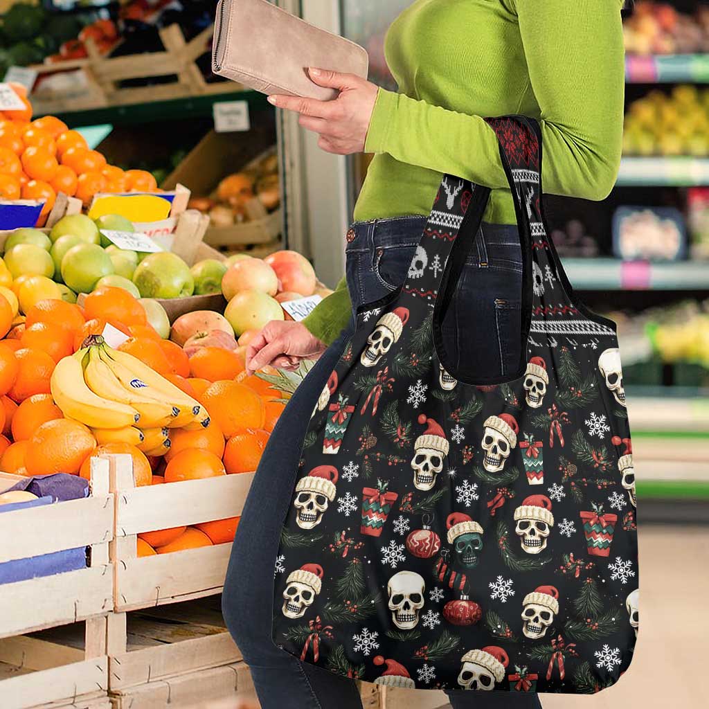 Skull Face Christmas Grocery Bag Xmas Holiday Patterns - Wonder Print Shop