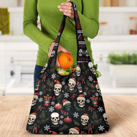 Skull Face Christmas Grocery Bag Xmas Holiday Patterns - Wonder Print Shop