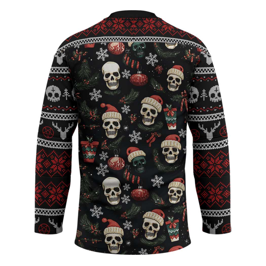 Skull Face Christmas Hockey Jersey Xmas Holiday Patterns - Wonder Print Shop