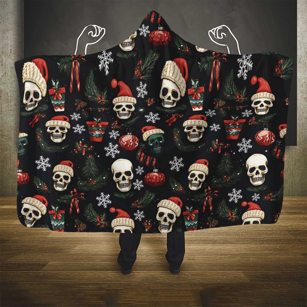 Skull Face Christmas Hooded Blanket Xmas Holiday Patterns - Wonder Print Shop