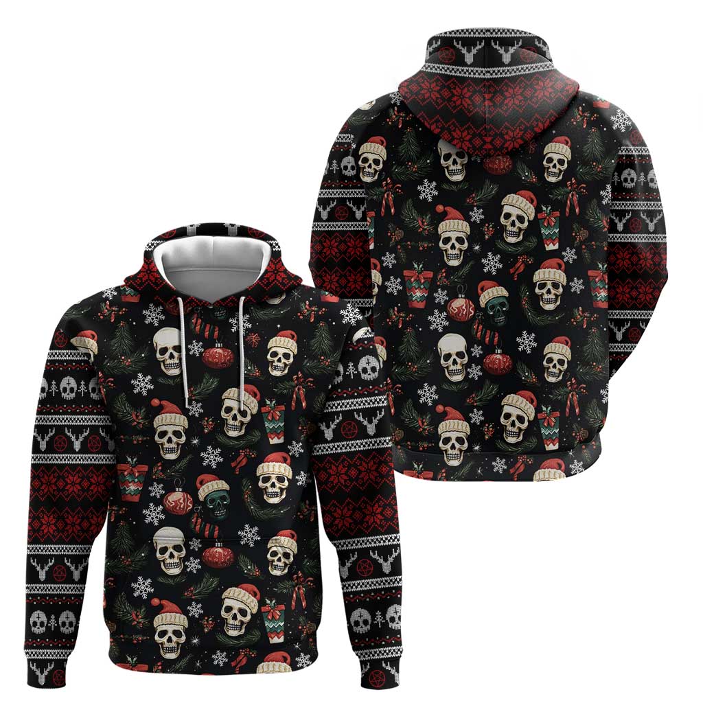 Skull Face Christmas Hoodie Xmas Holiday Patterns - Wonder Print Shop