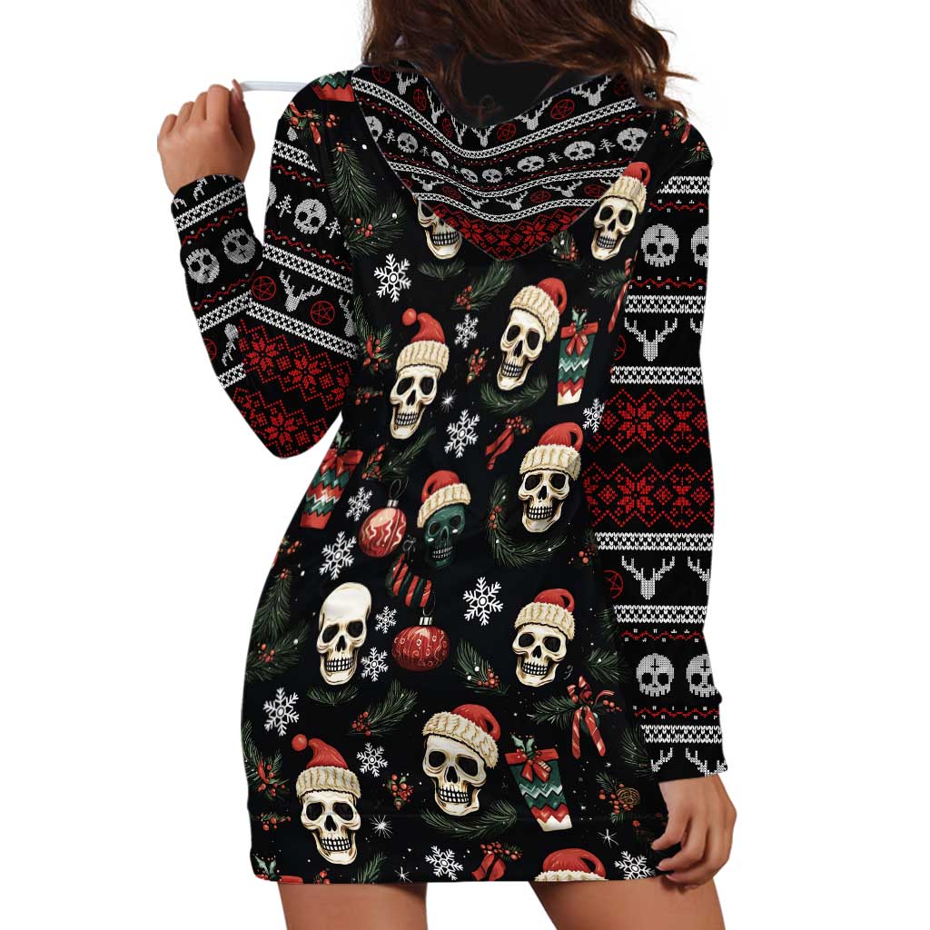 Skull Face Christmas Hoodie Dress Xmas Holiday Patterns - Wonder Print Shop