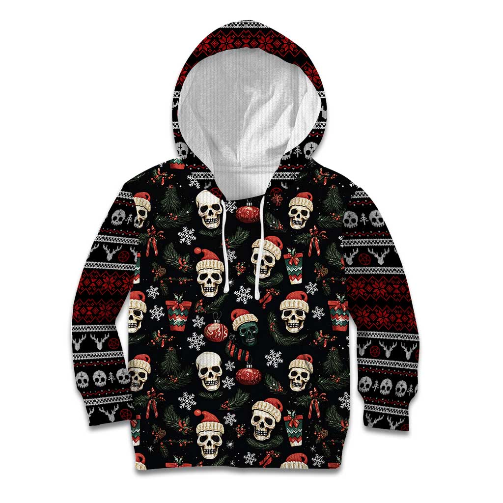 Skull Face Christmas Kid Hoodie Xmas Holiday Patterns - Wonder Print Shop
