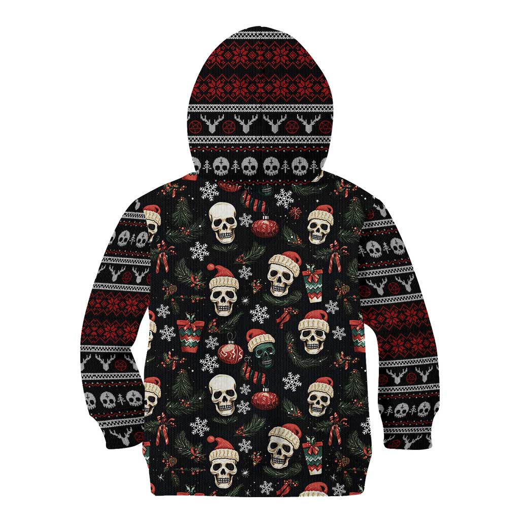 Skull Face Christmas Kid Hoodie Xmas Holiday Patterns - Wonder Print Shop