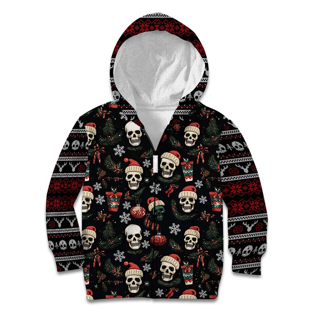 Skull Face Christmas Kid Hoodie Xmas Holiday Patterns - Wonder Print Shop