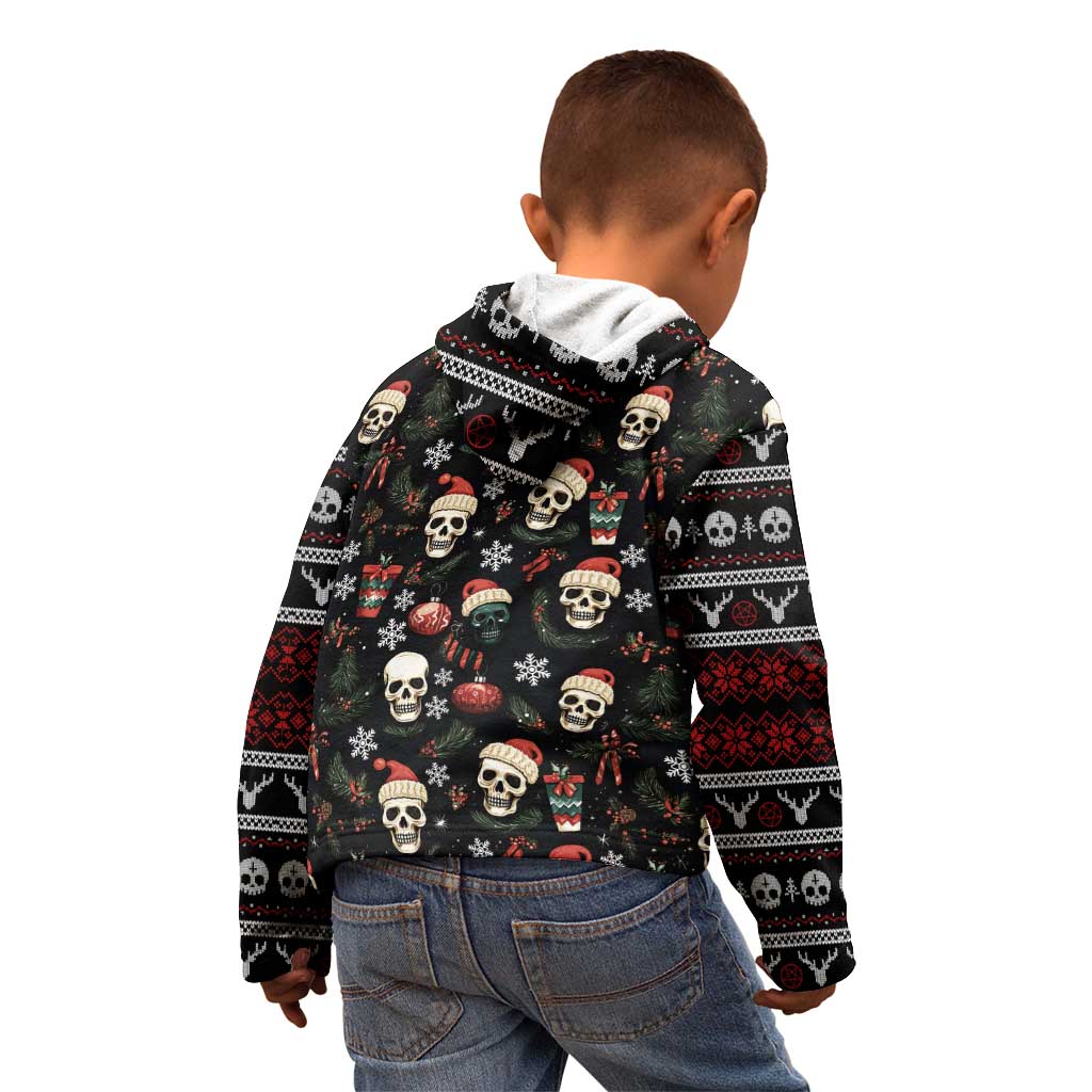Skull Face Christmas Kid Hoodie Xmas Holiday Patterns - Wonder Print Shop