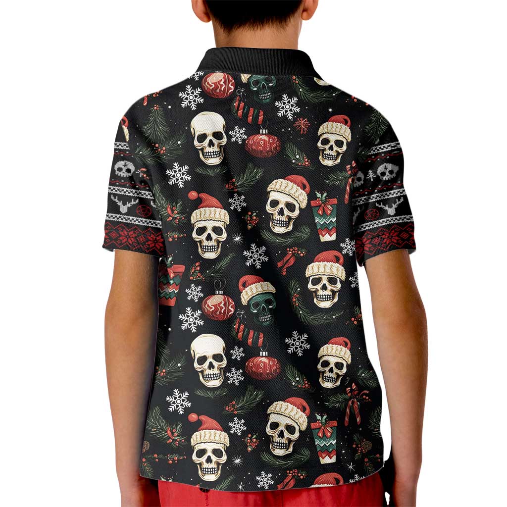 Skull Face Christmas Kid Polo Shirt Xmas Holiday Patterns - Wonder Print Shop