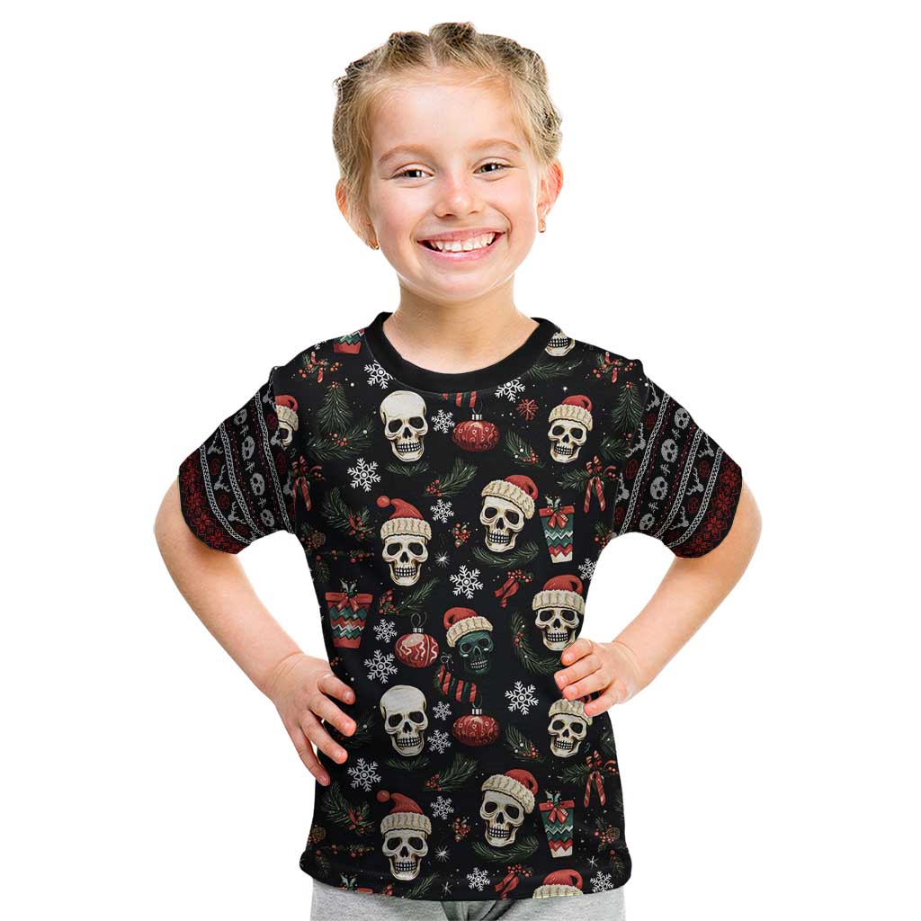 Skull Face Christmas Kid T Shirt Xmas Holiday Patterns - Wonder Print Shop