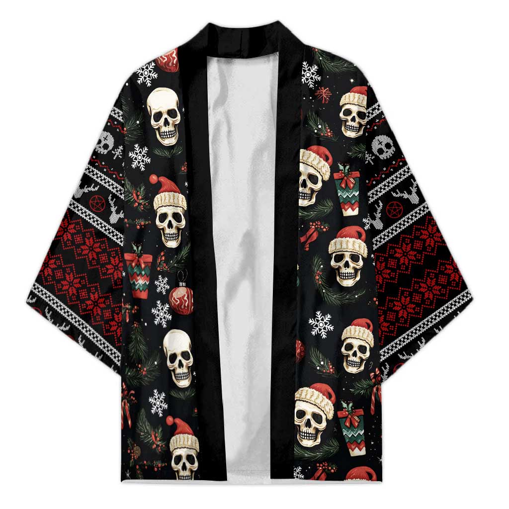 Skull Face Christmas Kimono Xmas Holiday Patterns - Wonder Print Shop