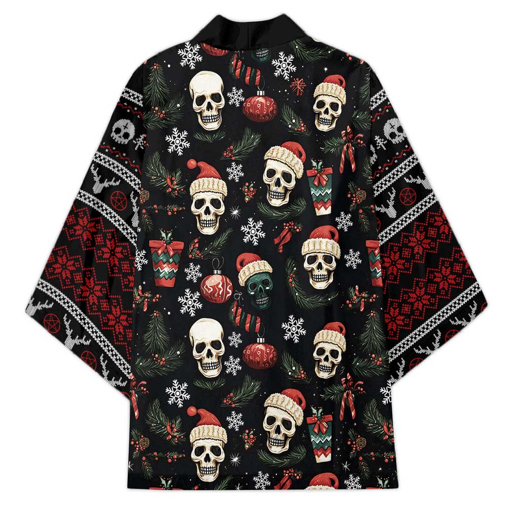 Skull Face Christmas Kimono Xmas Holiday Patterns - Wonder Print Shop