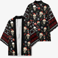 Skull Face Christmas Kimono Xmas Holiday Patterns - Wonder Print Shop