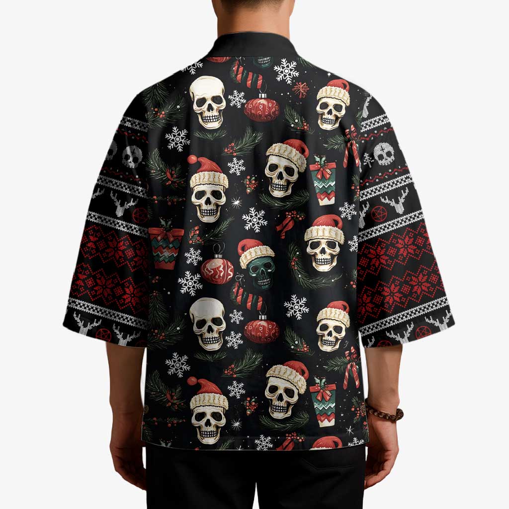 Skull Face Christmas Kimono Xmas Holiday Patterns - Wonder Print Shop