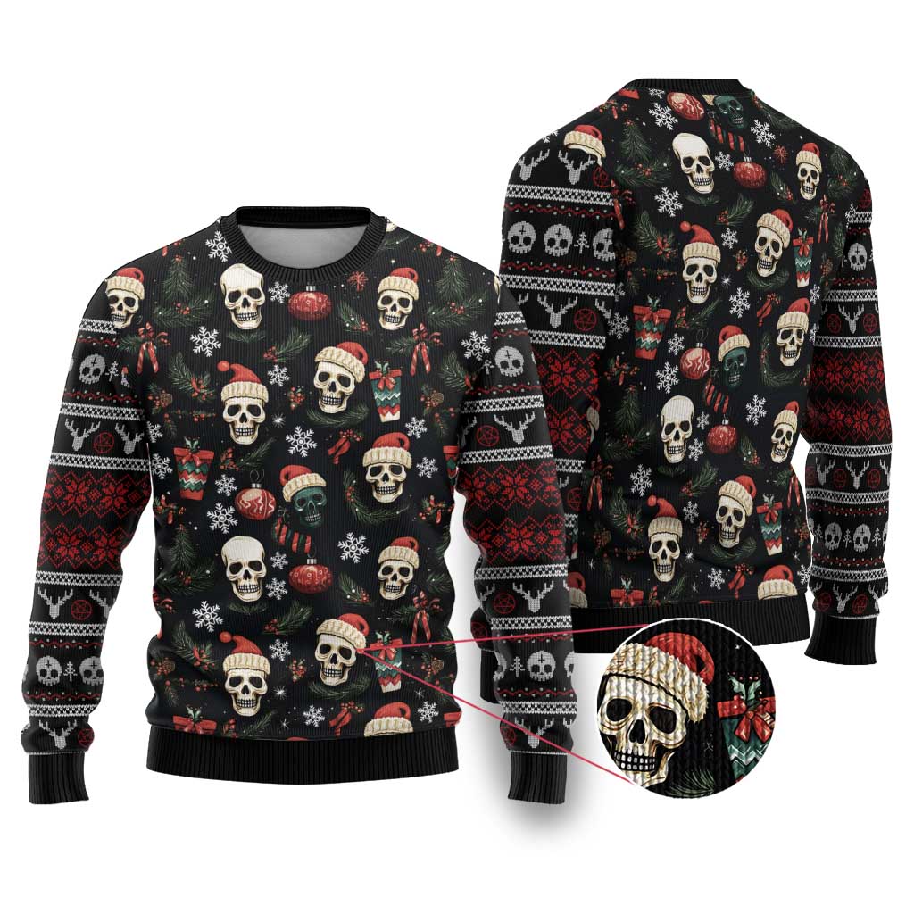 Skull Face Christmas Ugly Christmas Sweater Xmas Holiday Patterns - Wonder Print Shop