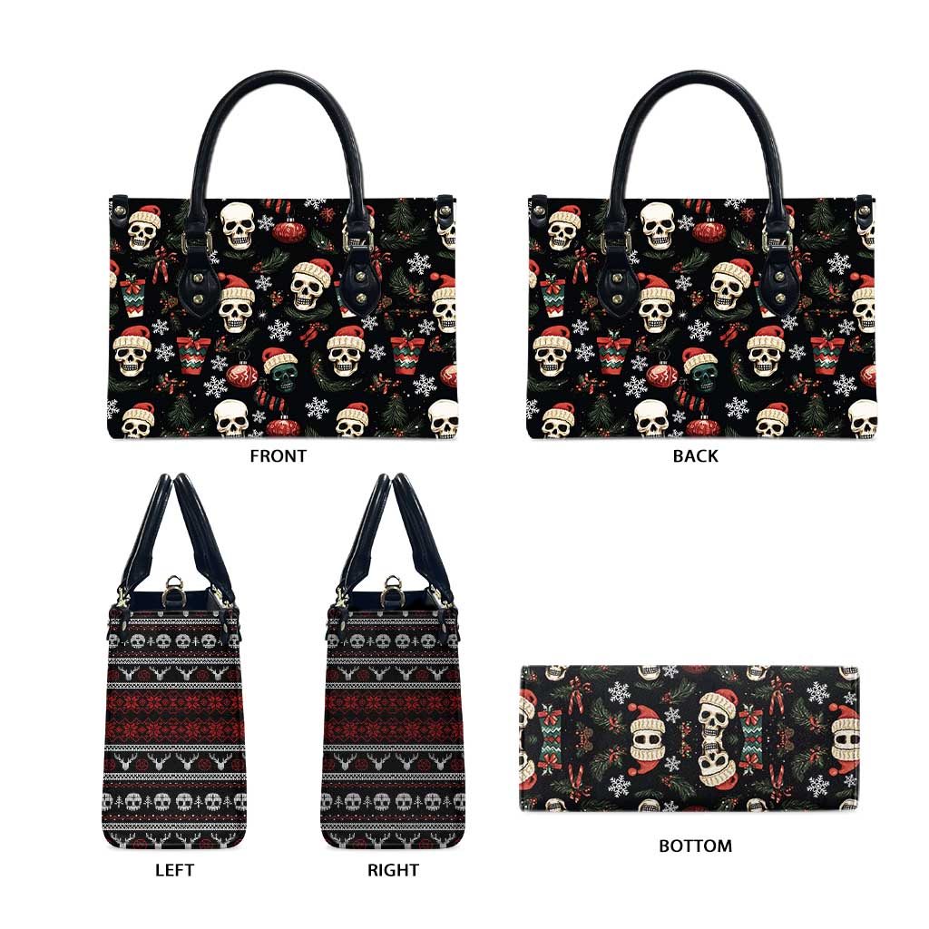 Skull Face Christmas Leather Bag Xmas Holiday Patterns - Wonder Print Shop