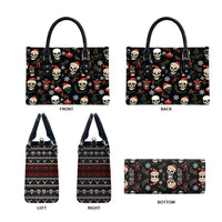 Skull Face Christmas Leather Bag Xmas Holiday Patterns - Wonder Print Shop