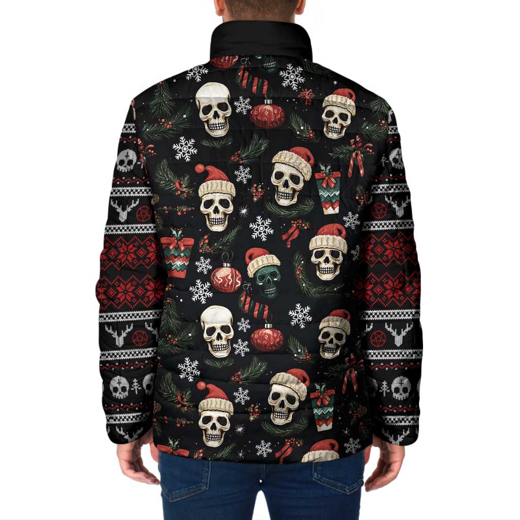 Skull Face Christmas Padded Jacket Xmas Holiday Patterns - Wonder Print Shop