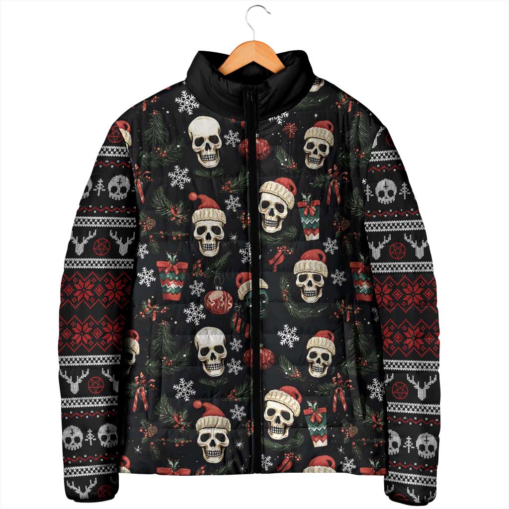 Skull Face Christmas Padded Jacket Xmas Holiday Patterns - Wonder Print Shop