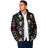 Skull Face Christmas Padded Jacket Xmas Holiday Patterns - Wonder Print Shop