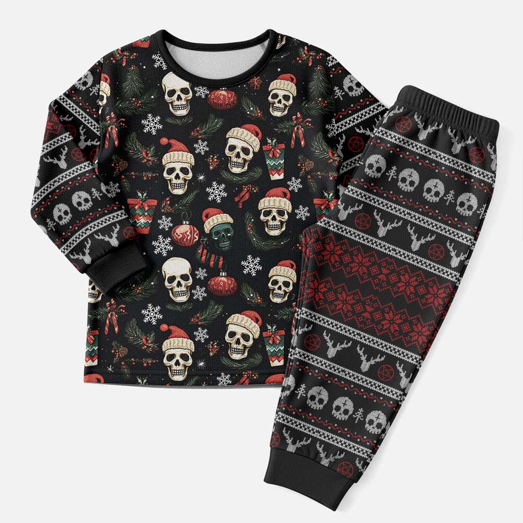 Skull Face Christmas Pajama Set Xmas Holiday Patterns - Wonder Print Shop