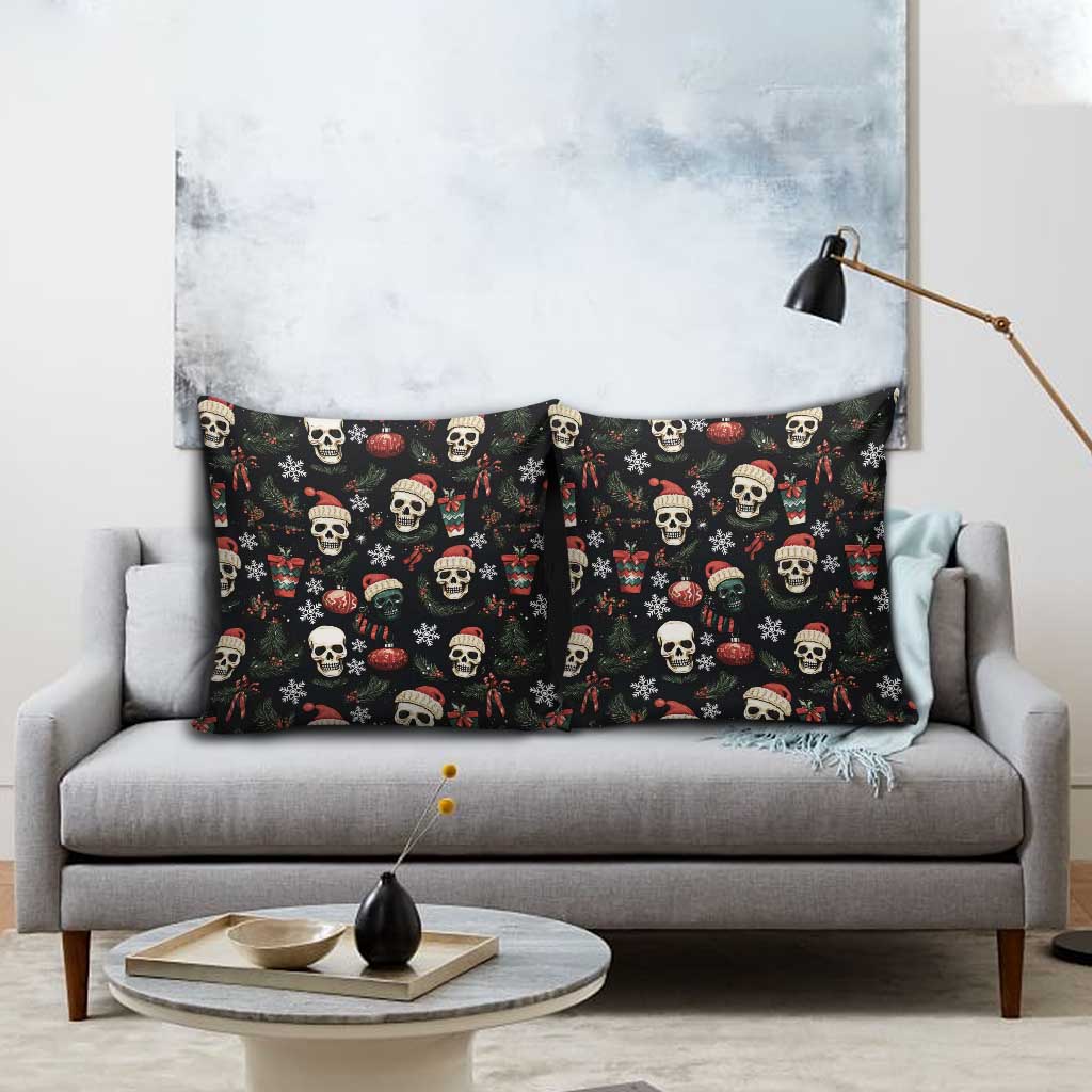 Skull Face Christmas Pillow Cover Xmas Holiday Patterns - Wonder Print Shop