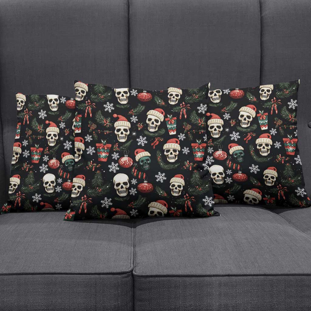 Skull Face Christmas Pillow Cover Xmas Holiday Patterns - Wonder Print Shop