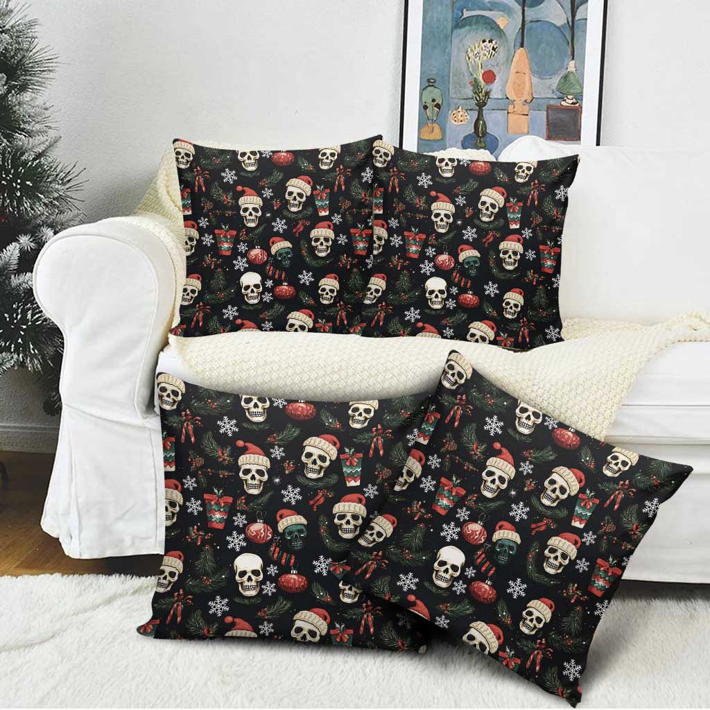 Skull Face Christmas Pillow Cover Xmas Holiday Patterns - Wonder Print Shop