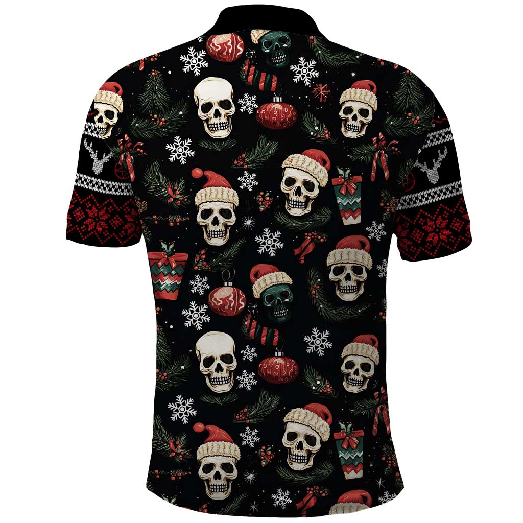 Skull Face Christmas Polo Shirt Xmas Holiday Patterns - Wonder Print Shop